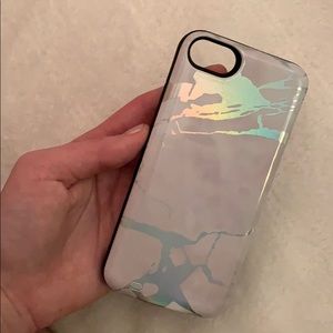 NEW! White holo marble battery power phone case